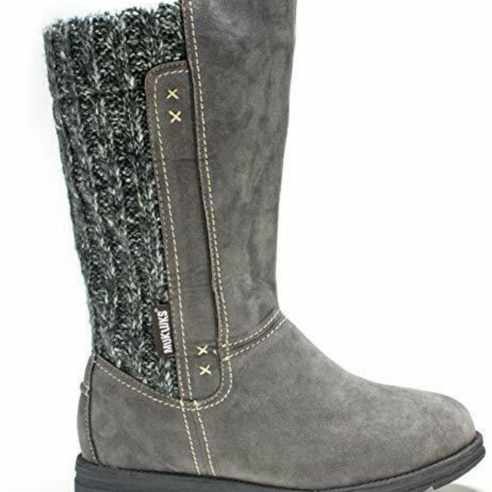 Muk Luks Faux Fur Lined Sweater Boot, Sz 8, Gray